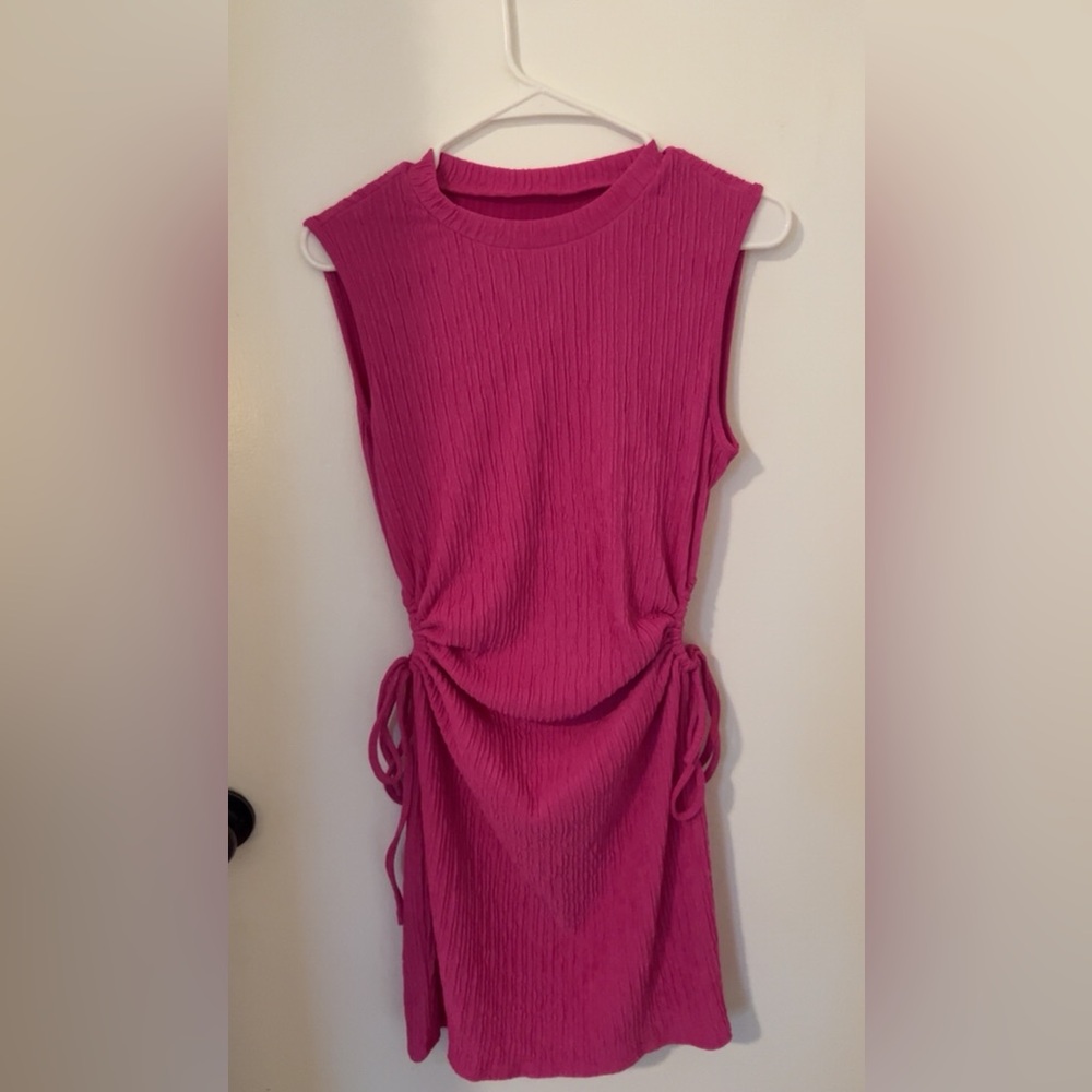 Pink Sleeveless Ruched Dress